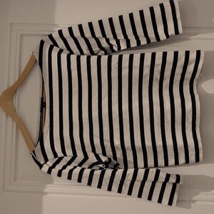 J CREW French, Nautical, Preppy, Striped Boatneck 3/4 Sleeve Top